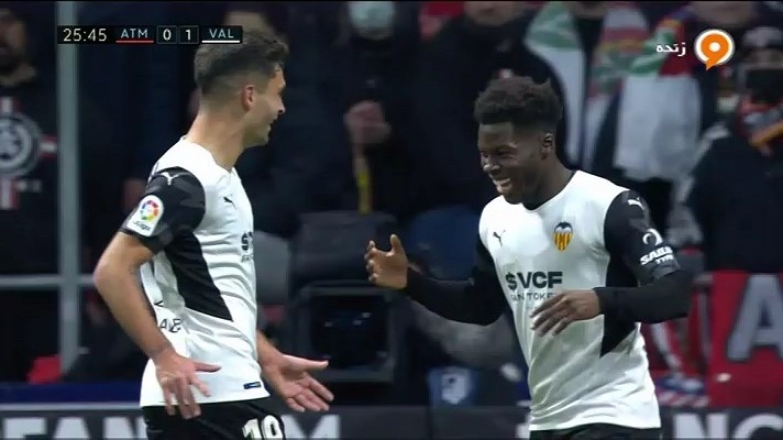 گل اول والنسیا به اتلتیکومادرید (یونس موسا)