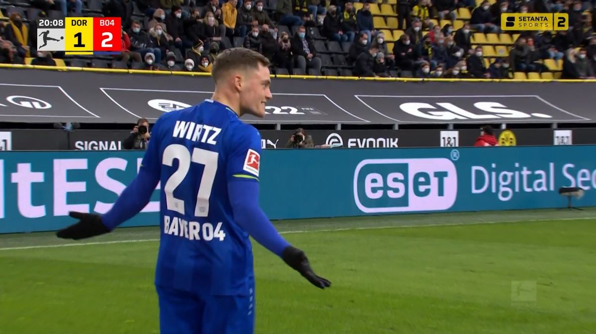 گل دوم بایر لورکوزن به دورتموند (فلوریان ویرتس)