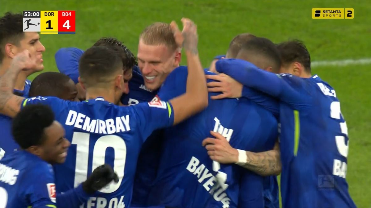 گل چهارم بایر لورکوزن به دورتموند (جاناتان تاه)