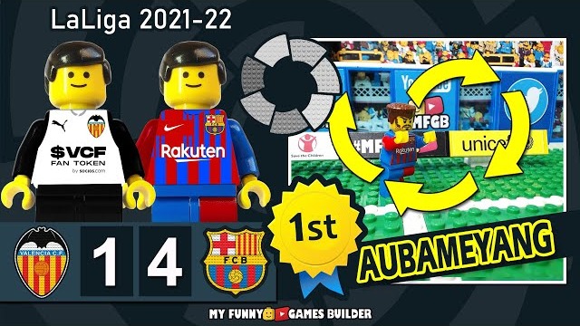 شبیه سازی اولین گل اوبامیانگ برای بارسلونا مقابل والنسیا با عروسک لگو