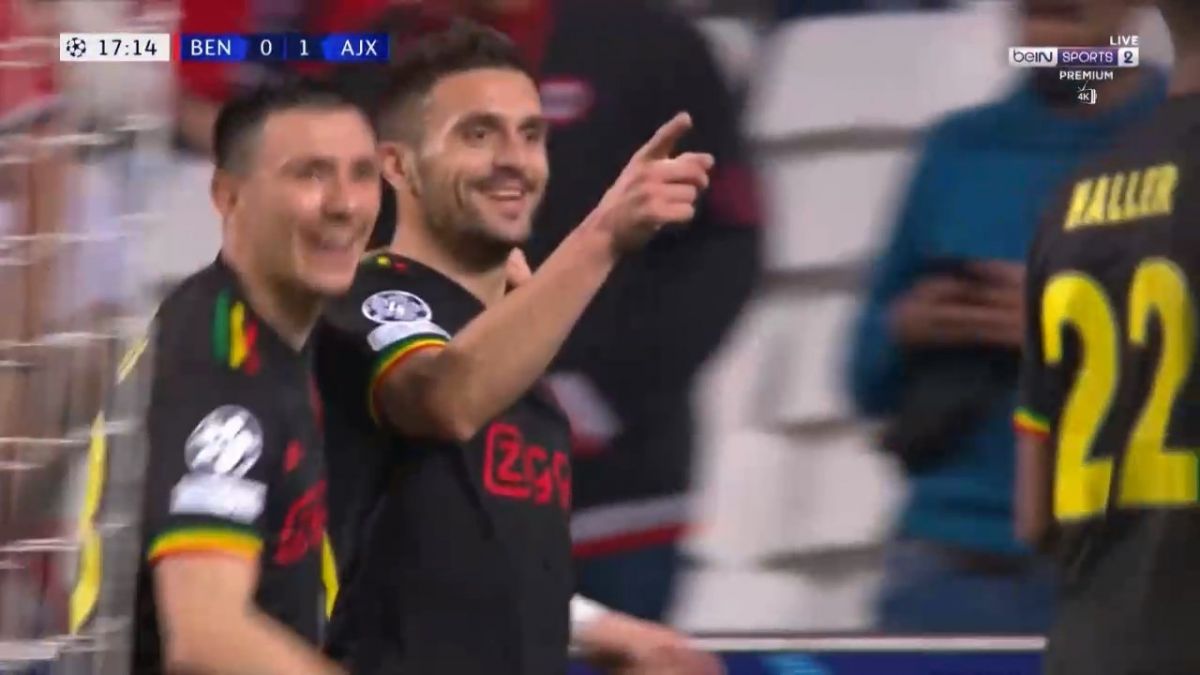 گل اول آژاکس به بنفیکا (دوشان تادیچ)