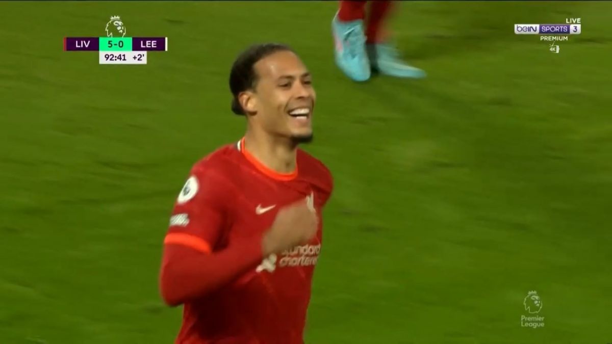 گل ششم لیورپول به لیدزیونایتد (ویرجیل فن دایک)