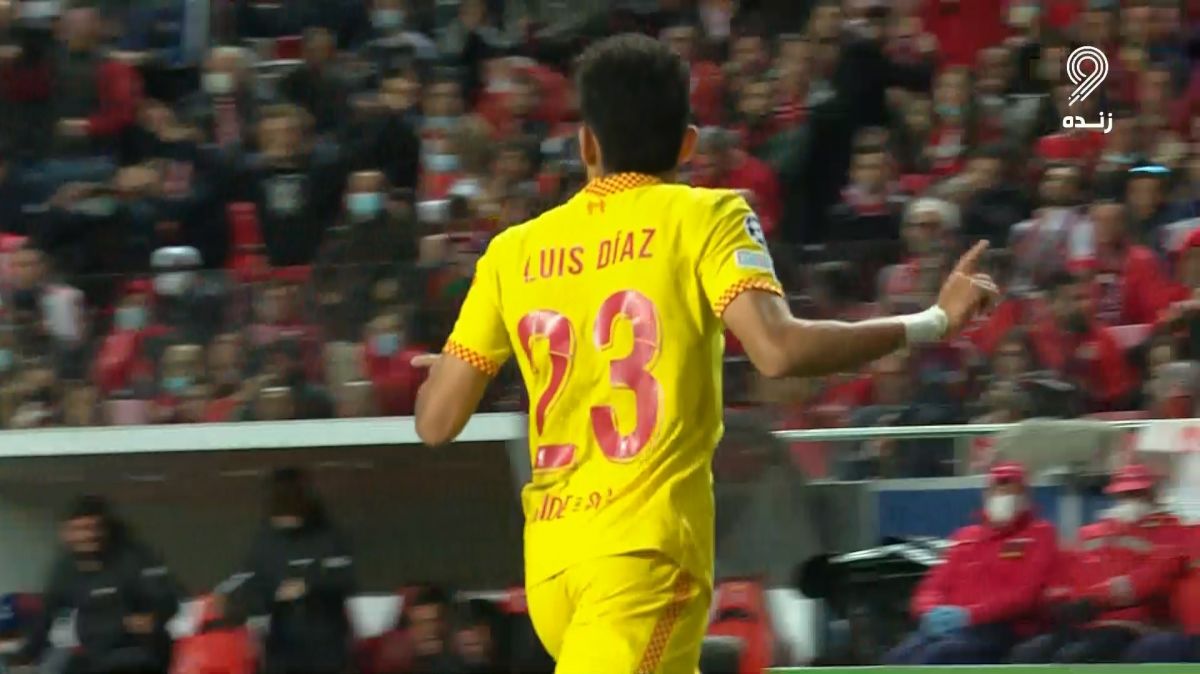 گل سوم لیورپول به بنفیکا (لوئیز دیاز)