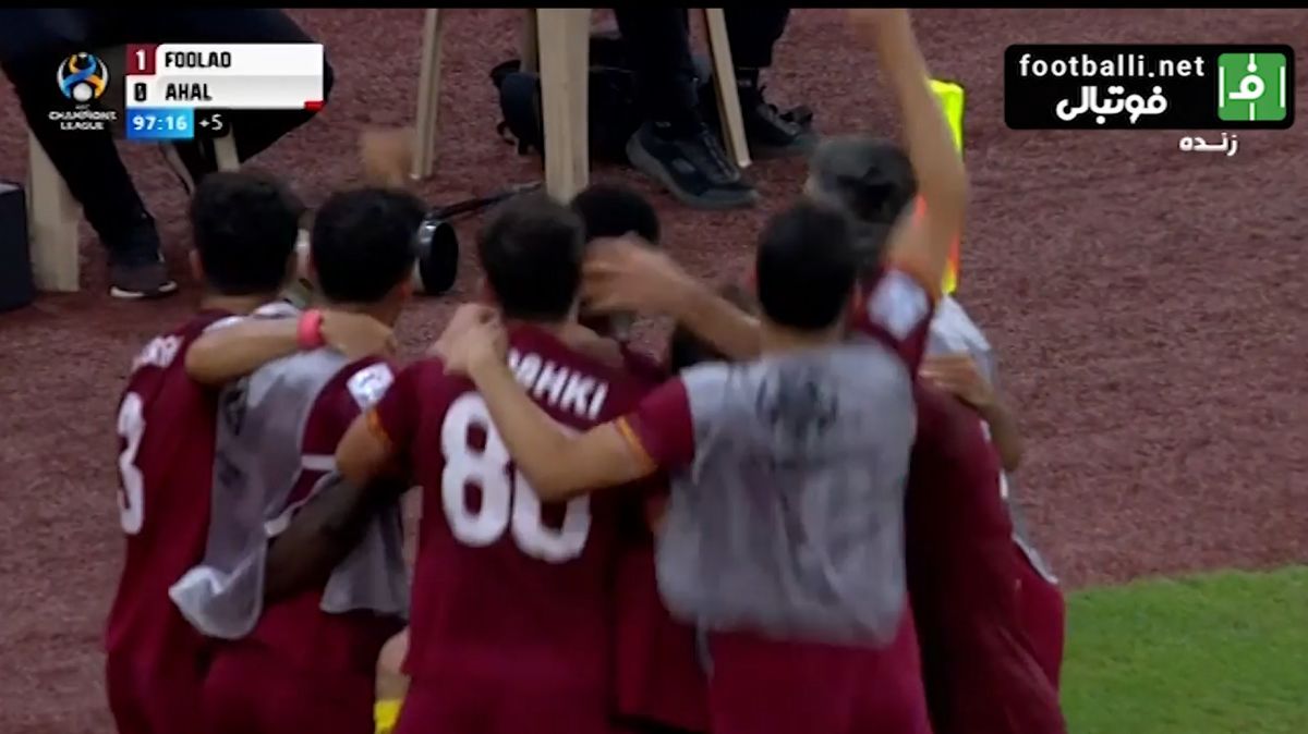 گل اول فولاد به آخال (کولیبالی دقیقه ۹۷)