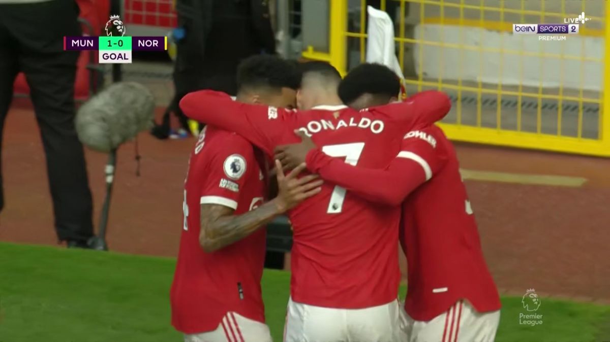 گل اول منچستریونایتد به نوریچ (رونالدو)