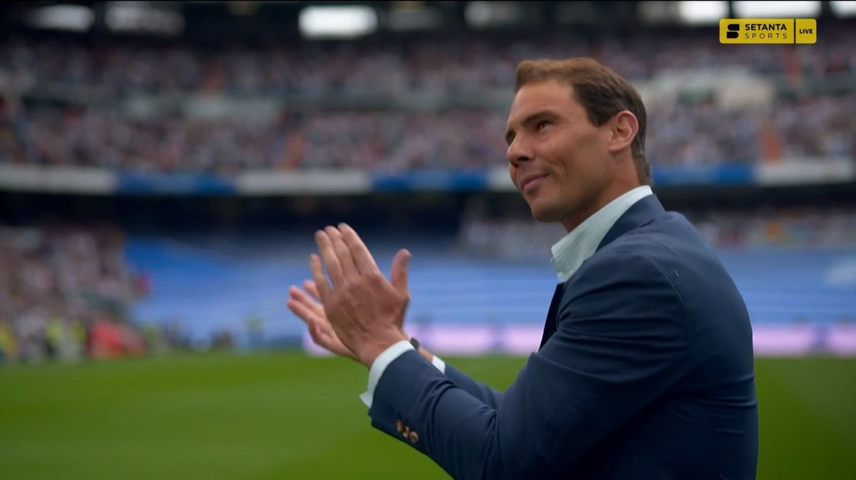 حضور رافائل نادال در ابتدای بازی رئال مادرید و اسپانیول