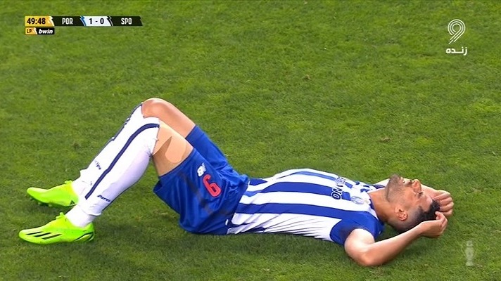 مصدومیت مهدی طارمی در دیدار مقابل اسپورتینگ