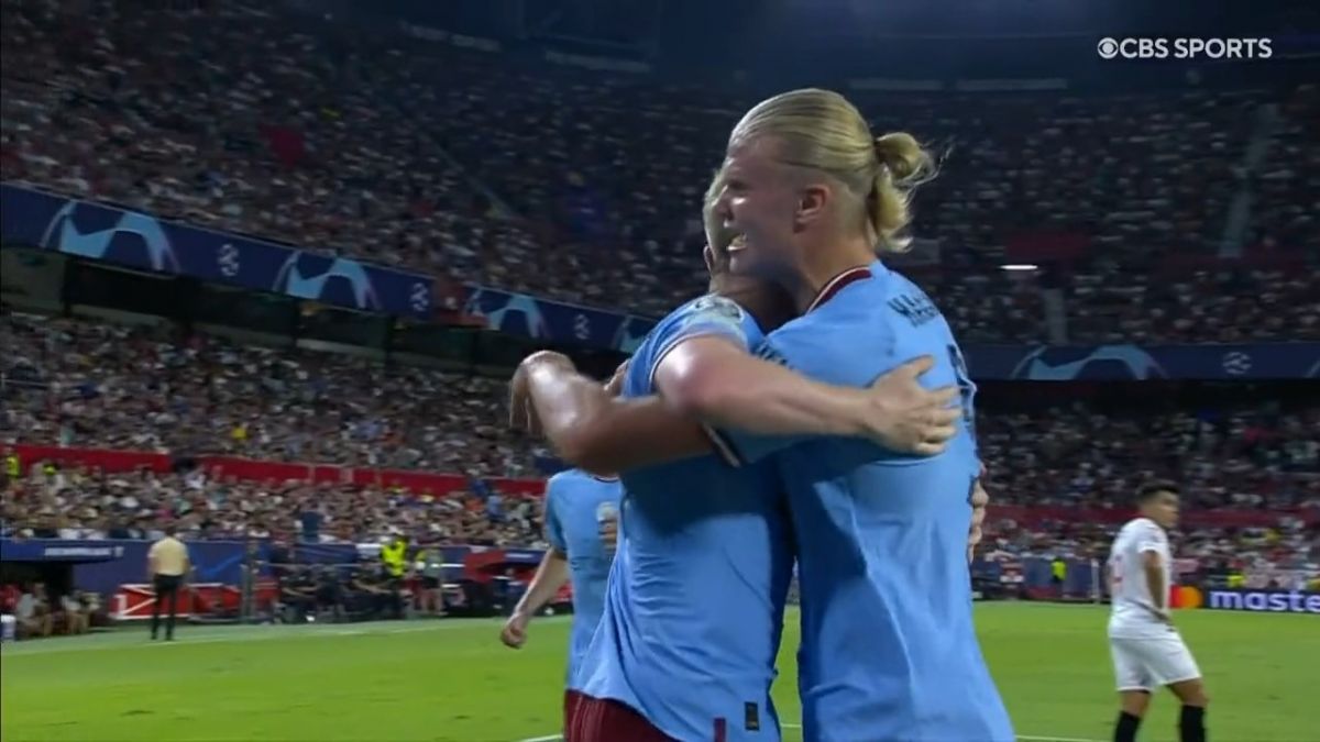 گل اول منچسترسیتی به سویا (ارلینگ هالند)