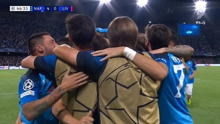 گل چهارم ناپولی به لیورپول (دبل زیلینسکی)