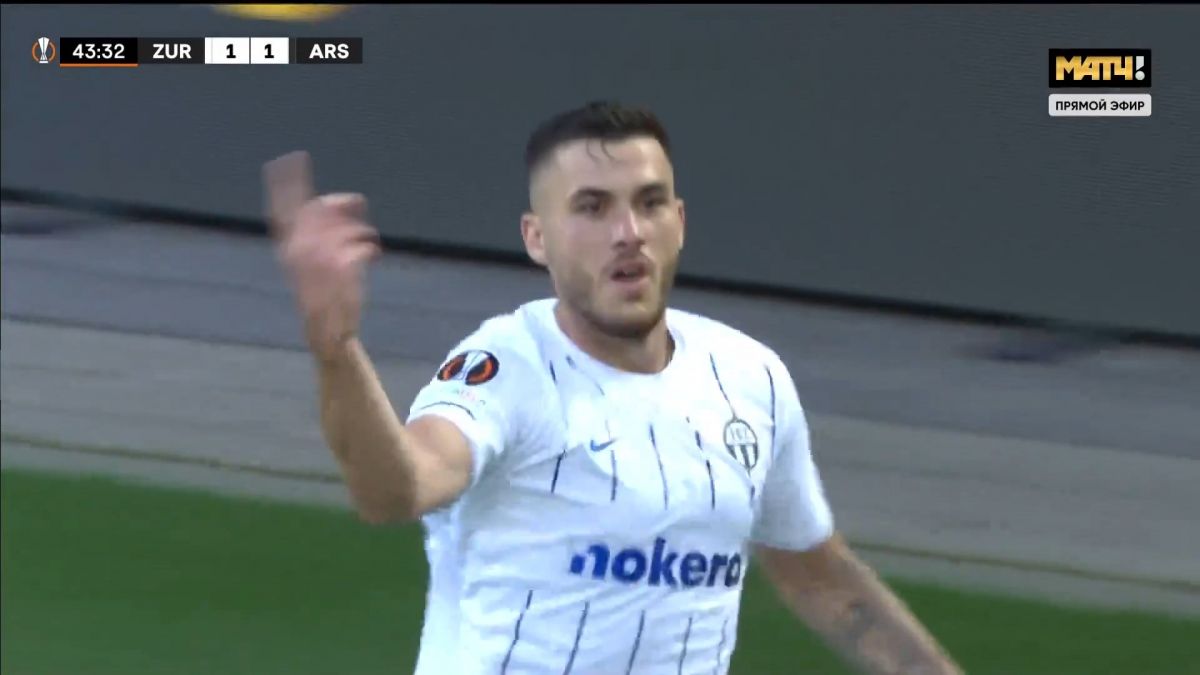 گل اول زوریخ به آرسنال (کریزیو - پنالتی)