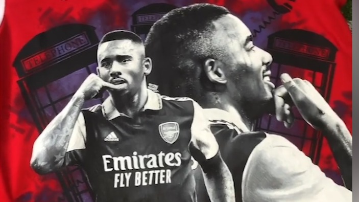 طراحی چهره جذاب از گابریل ژسوس روی پیراهن آرسنال