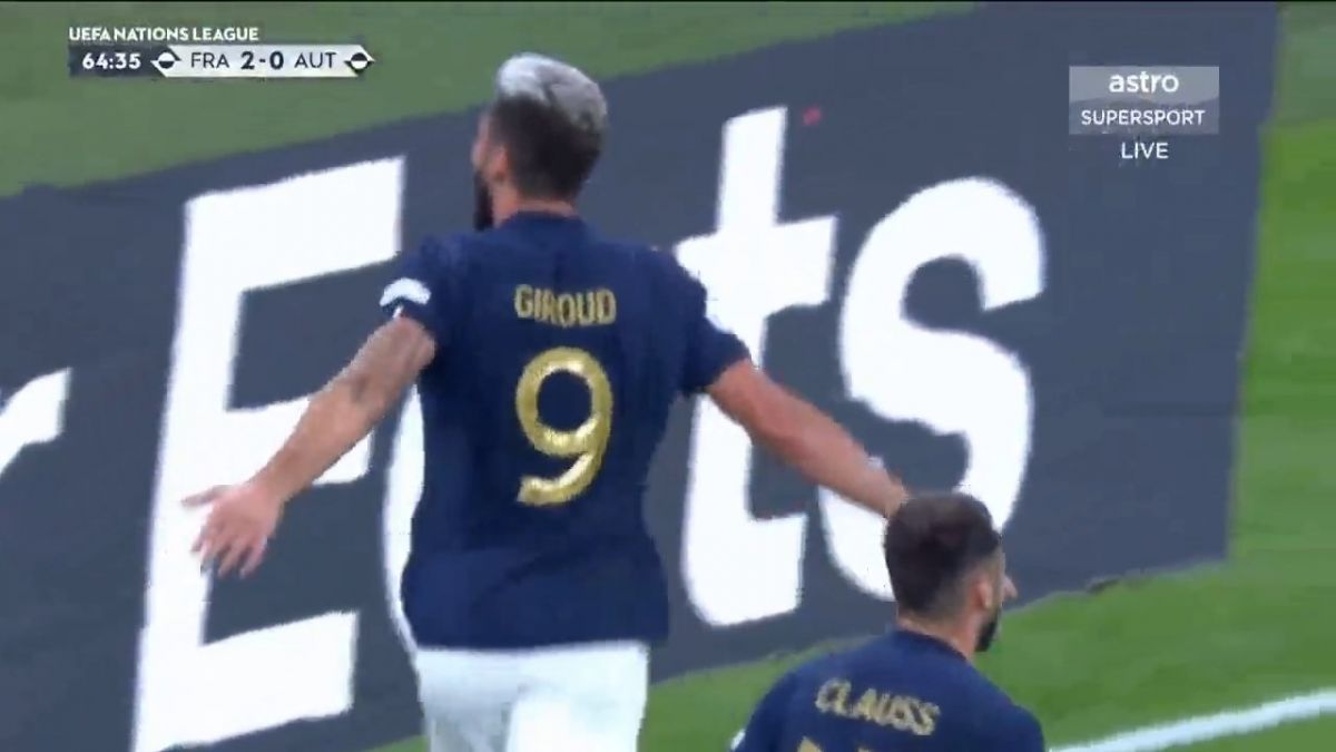 گل دوم فرانسه به اتریش (الیویه ژیرو)