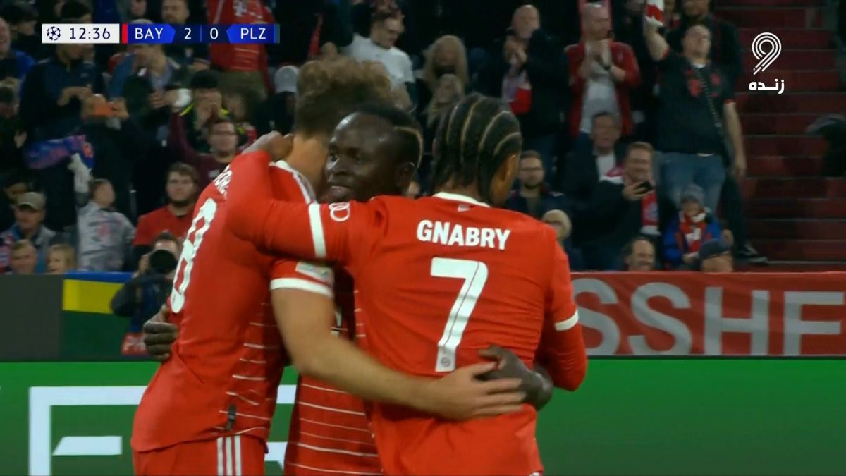 گل دوم بایرن مونیخ به ویکتوریا پلزن (سرژ گنبری)