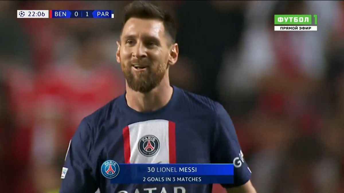 گل اول پاری سن ژرمن به بنفیکا (لیونل مسی)