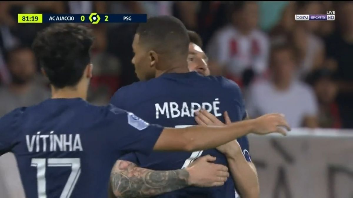 گل سوم پاری سن ژرمن به آژاکسیو (دبل کیلیان امباپه)