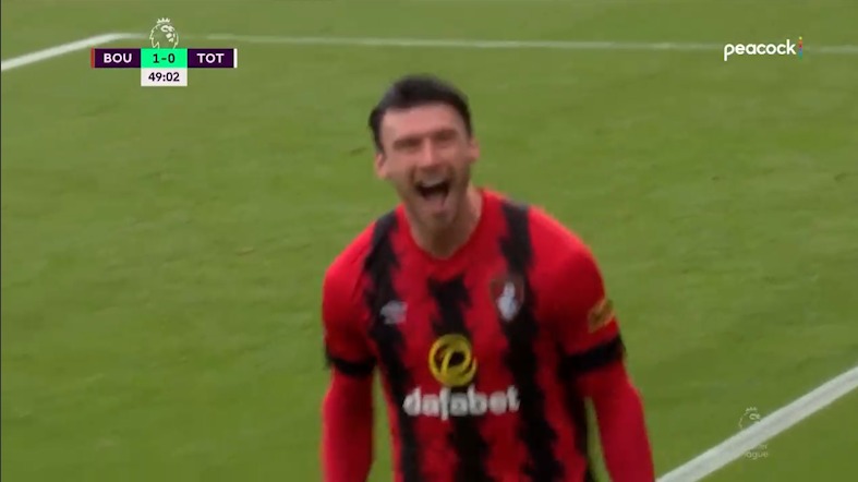 گل دوم بورنموث به تاتنهام (دبل کیفر مور)