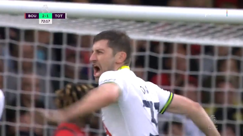 گل دوم تاتنهام به بورنموث (بن دیویس)