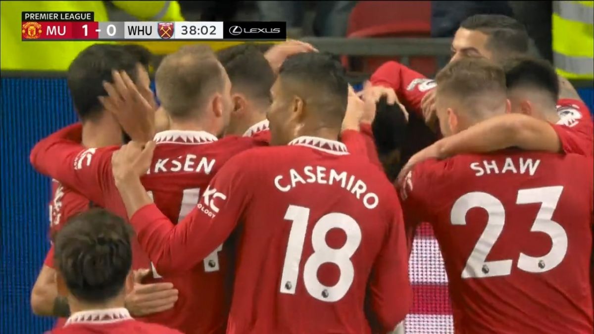 گل اول منچستریونایتد به وستهام (رشفورد)