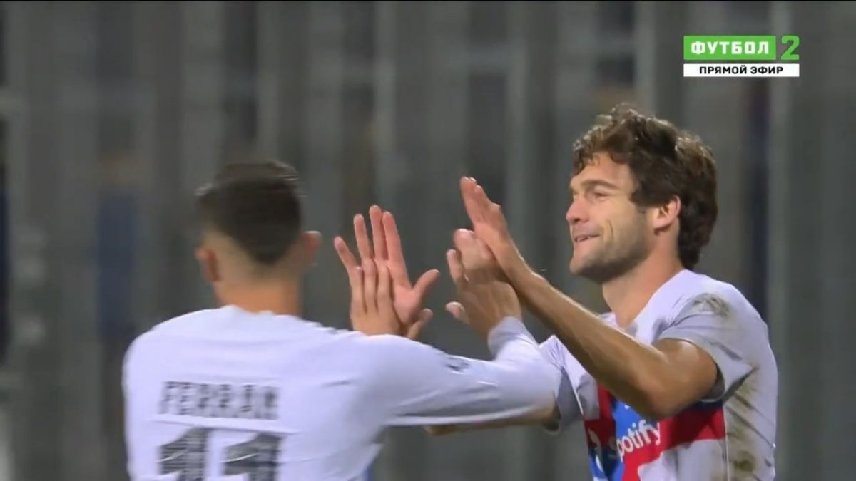 گل اول بارسلونا به ویکتوریا پلژن (مارکوس آلونسو)