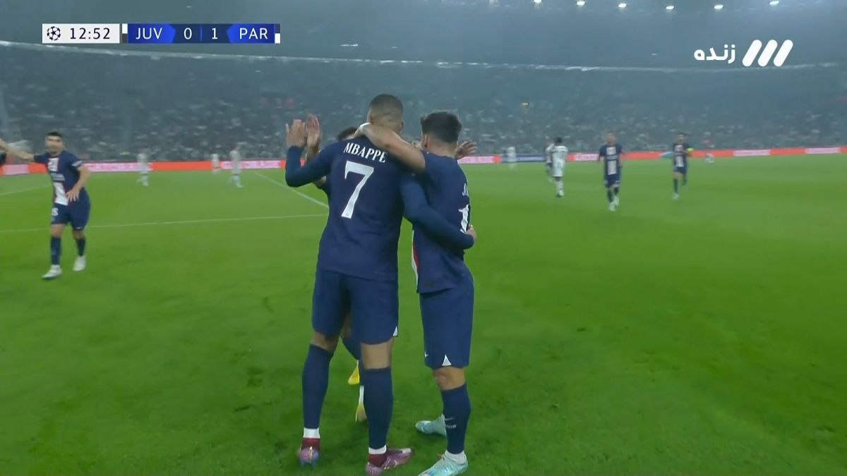 گل اول پاری سن ژرمن به یوونتوس (کیلیان امباپه)