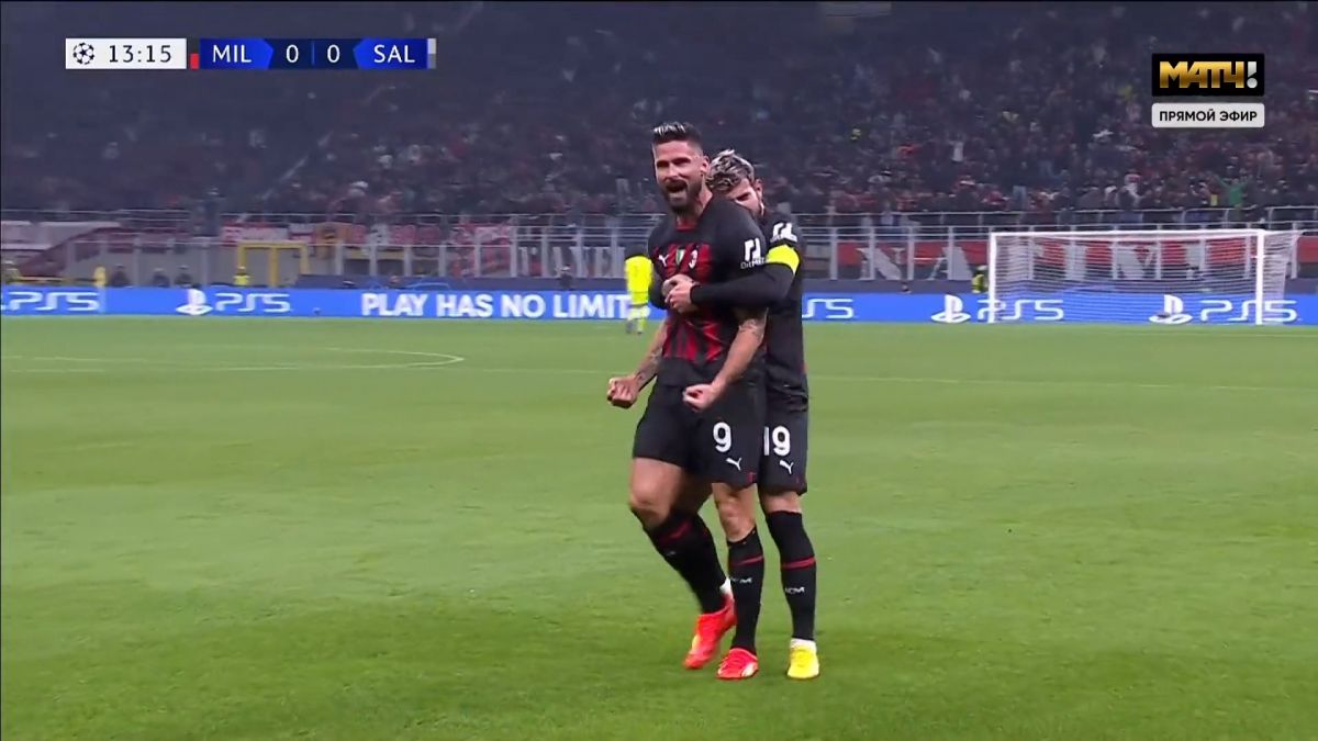 گل اول میلان به سالزبورگ (اولیویه ژیرو)