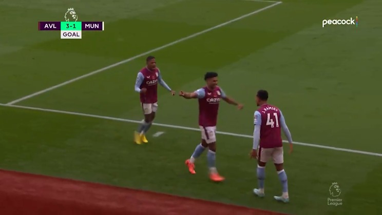 گل سوم استون ویلا به منچستریونایتد (جیکوب رمزی)