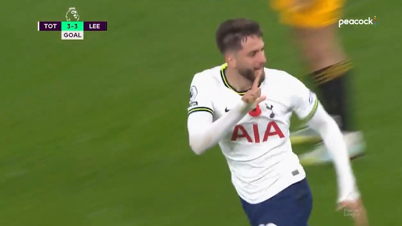 گل سوم تاتنهام به لیدزیونایتد (رودریگو بنتانکور)