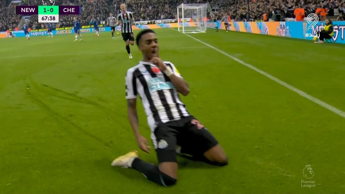 گل اول نیوکاسل به چلسی (جوزف ویلوک)