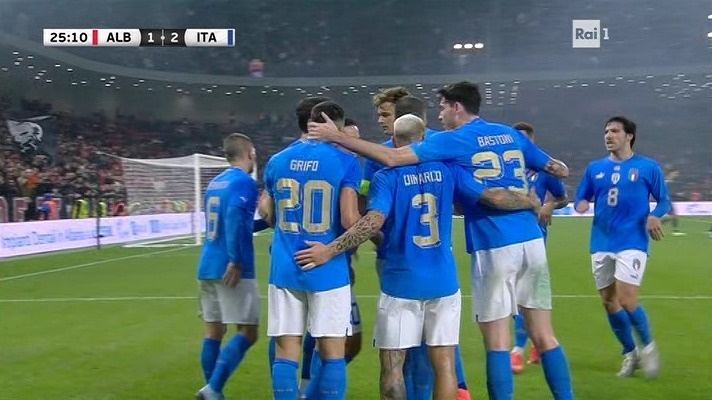 گل دوم ایتالیا به آلبانی (وینچنزو گریفو)