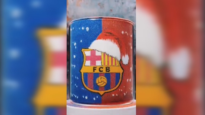 طراحی جالب از لوگوی بارسونا با شن