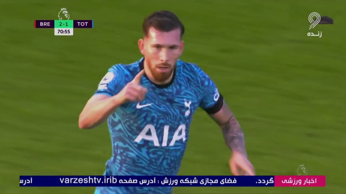 گل دوم تاتنهام به برنتفورد (پیر امیل هویبرگ)