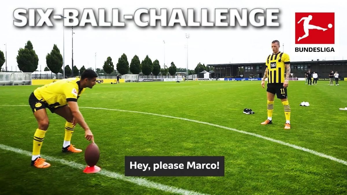 چالش هدف گیری بازیکنان دورتموند با شش توپ مختلف