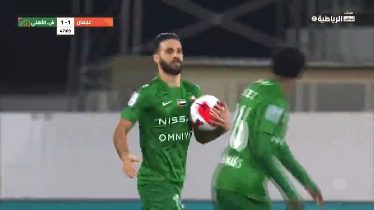 گل اول شباب الاهلی به عجمان توسط احمد نوراللهی با پاس گل مهدی قایدی