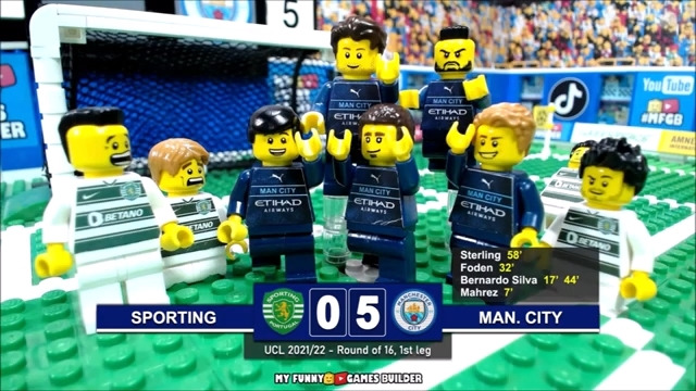 شبیه سازی بازی اسپورتینگ 0-5 منچسترسیتی با عروسک لگو
