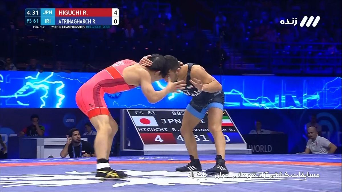 ضربه فنی رضا اطری مقابل کشتی گیر ژاپنی و کسب مدال نقره (کشتی آزاد قهرمانی جهان 2022)