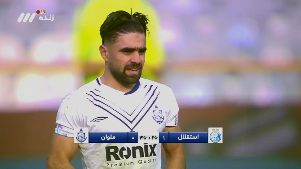 گل اول استقلال به ملوان (گل به خودی قاضی پور)