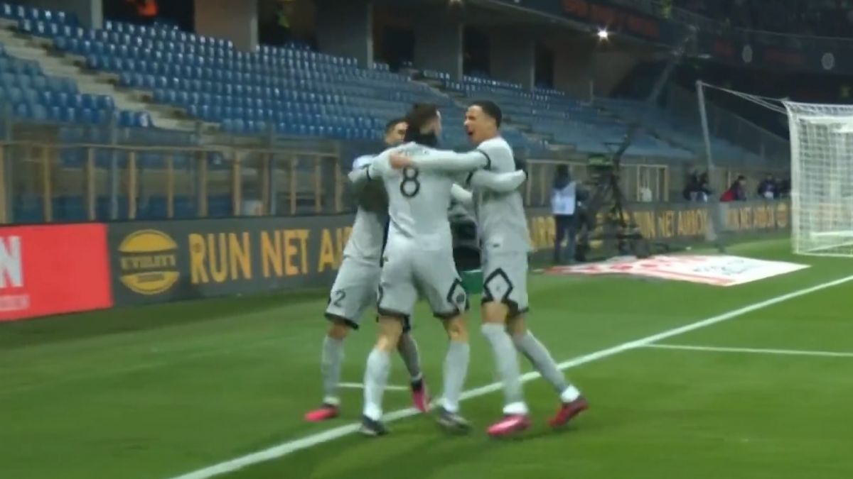 گل اول پاری سن ژرمن به مون پلیه (فابین رویز)