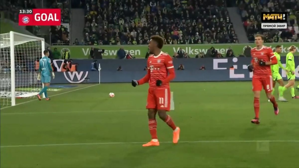 گل دوم بایرن مونیخ به وولفسبورگ (دبل کینگزلی کومان)