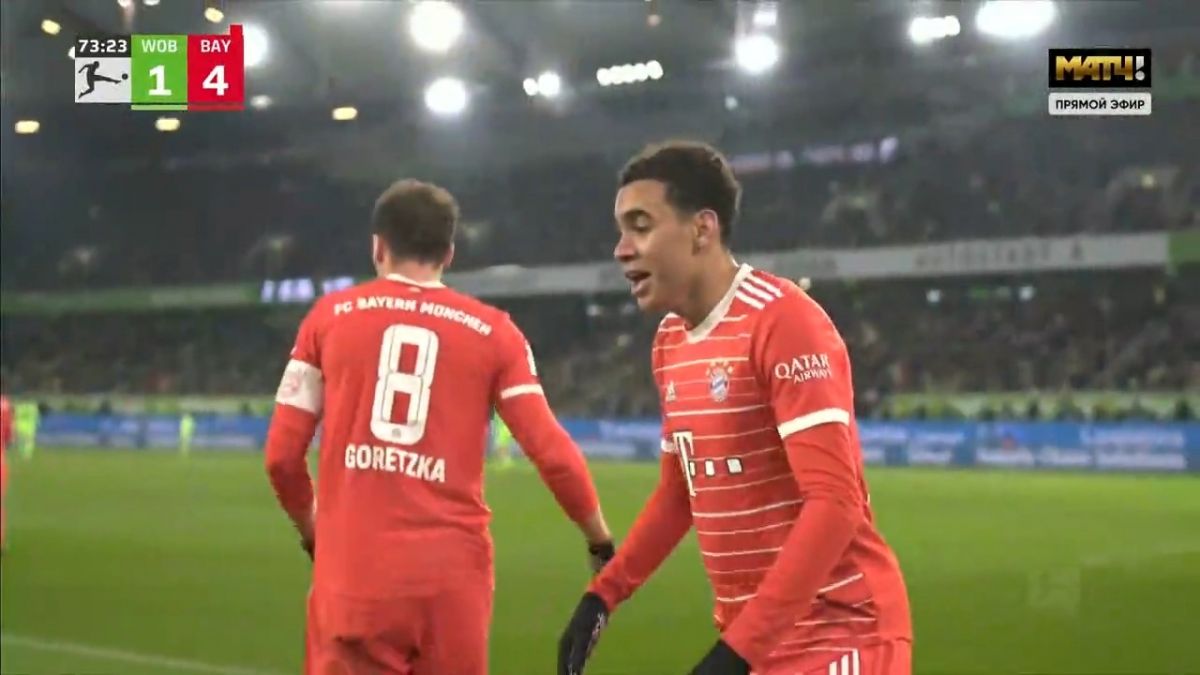 گل چهارم بایرن مونیخ به وولفسبورگ (جمال موسیالا)