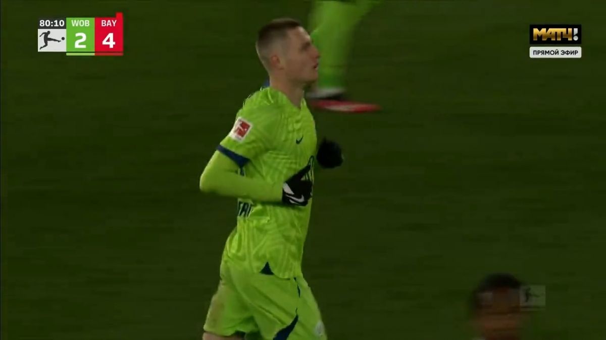 گل دوم وولفسبورگ به بایرن مونیخ (ماتیاس اسوانبرگ)