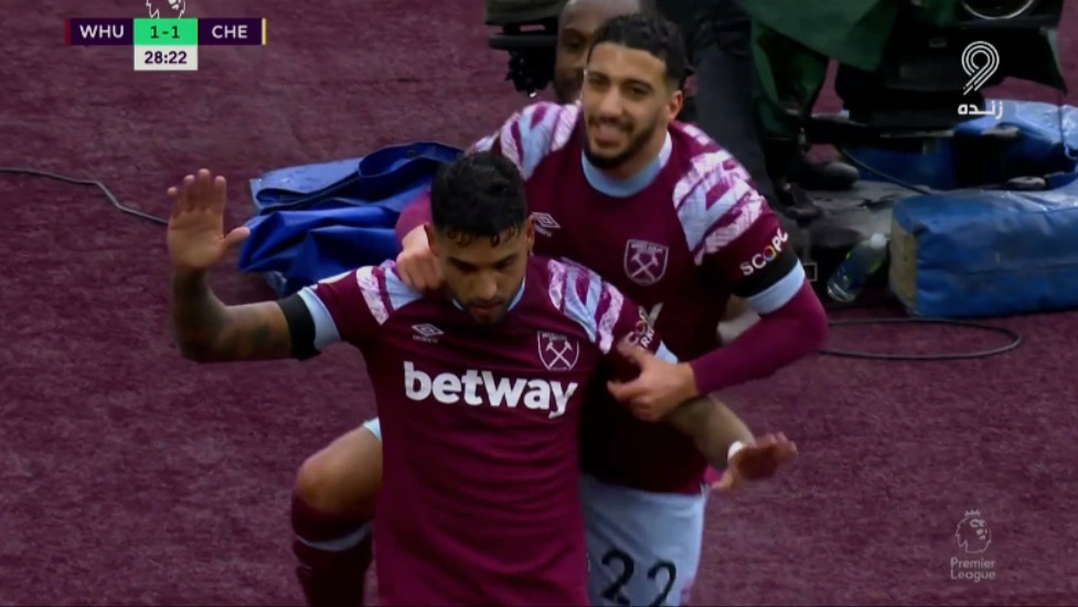 گل اول وستهام به چلسی (امرسون پالمیری)