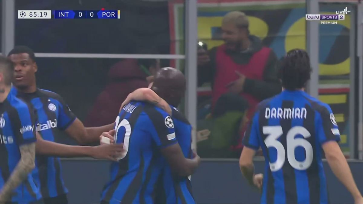 گل اول اینتر به پورتو (روملو لوکاکو)