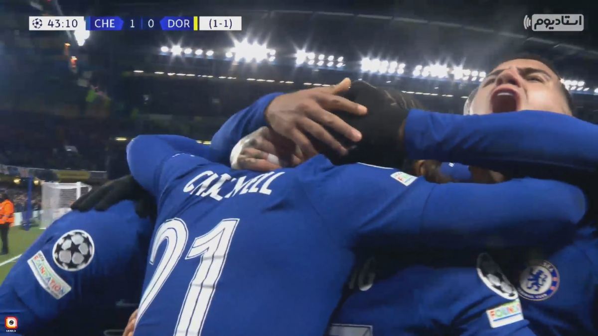 گل اول چلسی به دورتموند (استرلینگ)