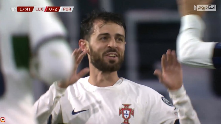 گل سوم پرتغال به لوکزامبورگ (ضربه سر زیبای برناردو سیلوا)
