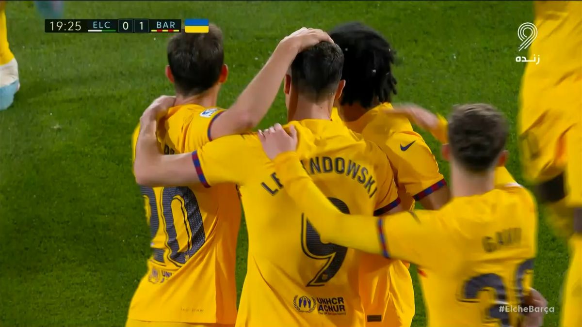 گل اول بارسلونا به الچه (لواندوفسکی)