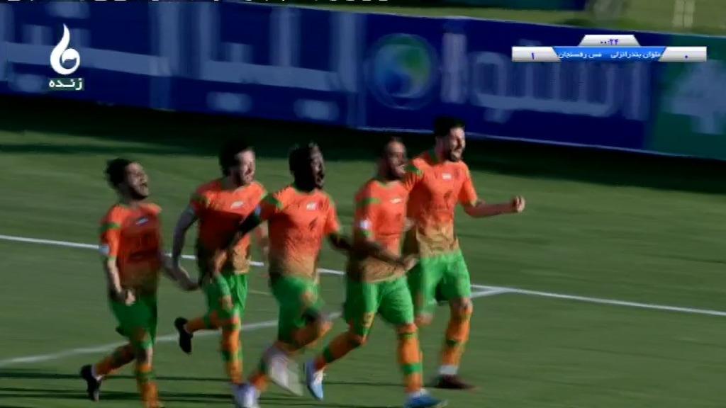 گل اول مس رفسنجان به ملوان (گادوین منشا در ثانیه 8 و سریع ترین گل تاریخ لیگ برتر فوتبال ایران)