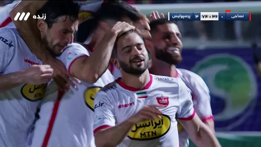 گل سوم پرسپولیس به نساجی (ضربه زیبای سروش رفیعی)