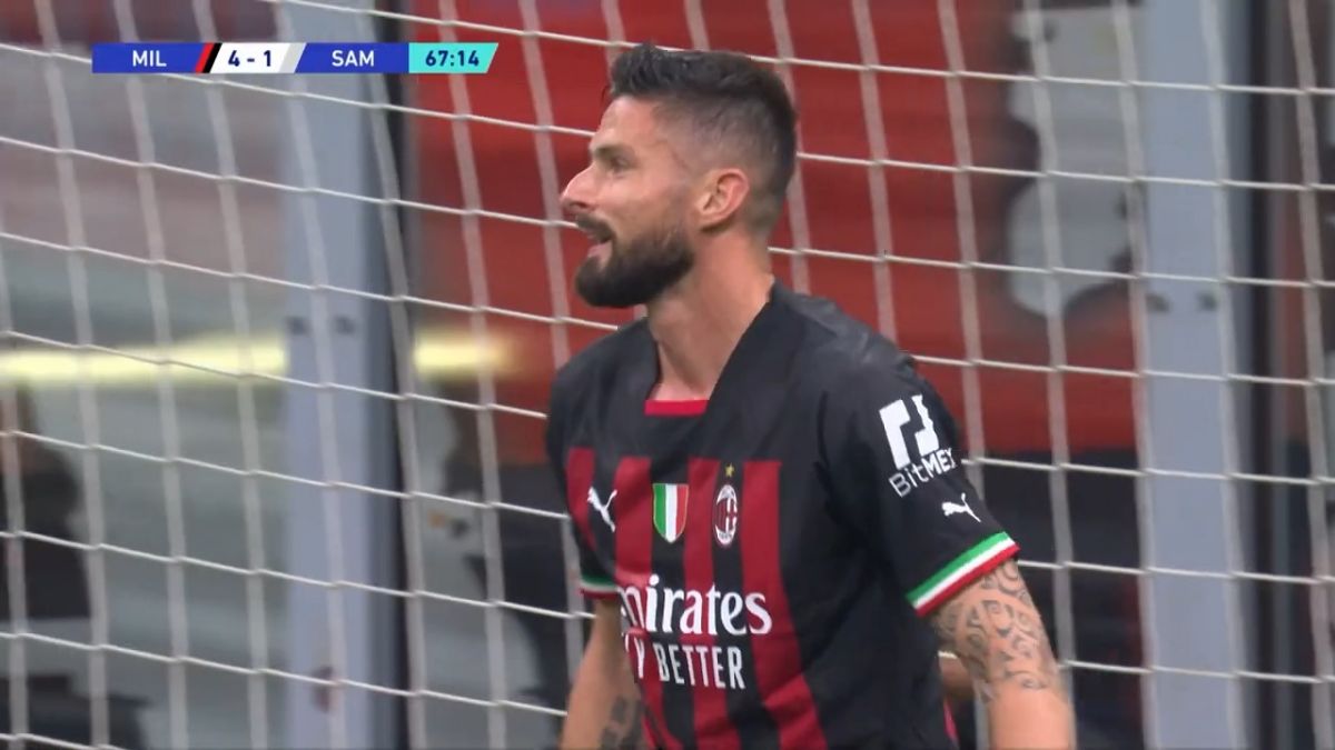 گل پنجم میلان به سمپدوریا (هت تریک ژیرو)