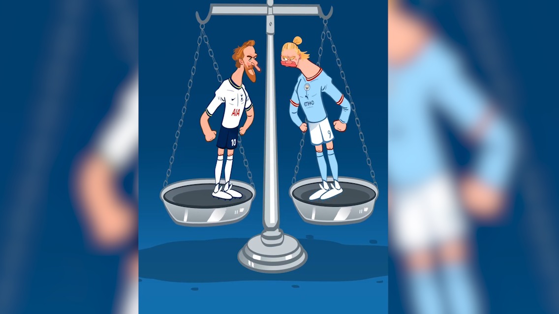 تقابل دو ستاره تیم های منچستر سیتی و تاتنهام در کفه ترازو ارلینگ برات هالَند و هری کین