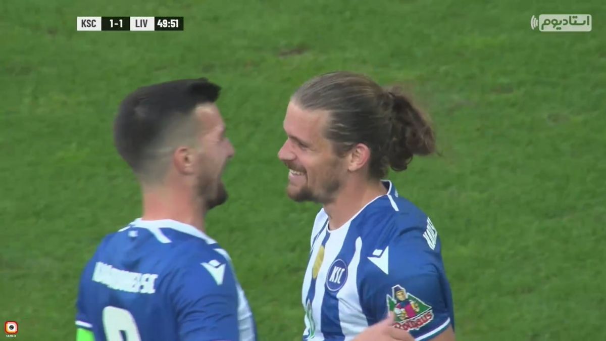 گل دوم کارلسروهه به لیورپول (سباستین یانگ)